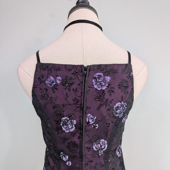 Vintage Morgan Co Prom Dress Maxi Gown 6 Purple Y2K Goth Whimsigoth 90S Floral - Picture 7 of 13